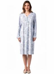 Chemise de nuit manches longues bleu MOONKA femme