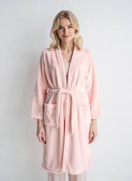 Robe de chambre col v rose TAUBERT femme