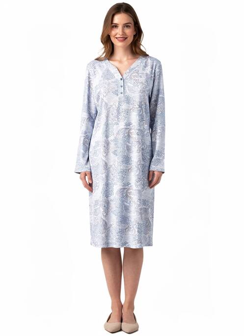 Chemise de nuit manches longues bleu MOONKA femme
