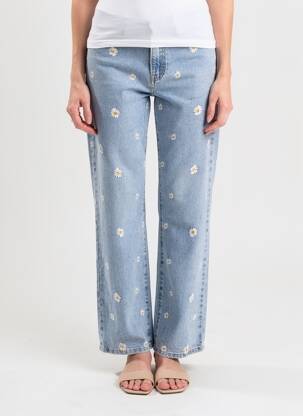 Jeans coupe large stretch taille normale bleu AD'ORO femme
