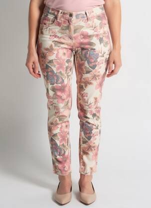 Pantalon slim tissage popeline taille normale beige ONADO femme