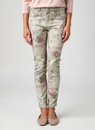 Pantalon slim tissage popeline taille normale vert ONADO femme
