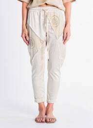 Pantacourt taille élastique taille normale beige CARLA GIANNINI femme