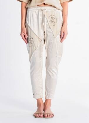 Pantacourt taille élastique taille normale beige CARLA GIANNINI femme