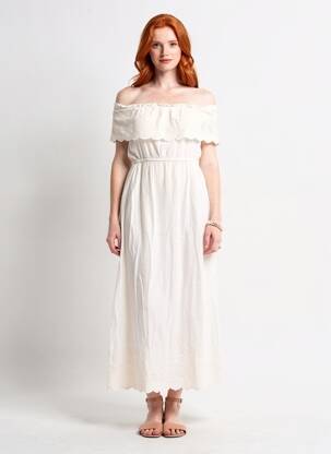 Robe longue manches courtes manches courtes blanc COMPTOIR DES COTONNIERS femme