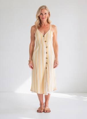 Robe mi-longue sans manche sans manche jaune PULL & BEAR femme