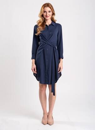 Robe mi-longue manches longues manches longues bleu KILKY femme