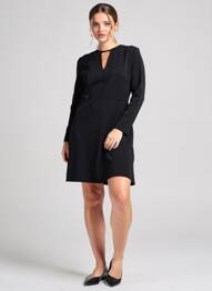 Robe mi-longue manches longues manches longues noir CAMAIEU femme