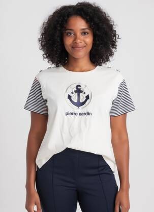T-shirt coupe droite manches courtes blanc PIERRE CARDIN femme