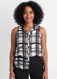Chemisier coupe droite sans manche noir VILA femme