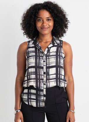 Chemisier coupe droite sans manche noir VILA femme