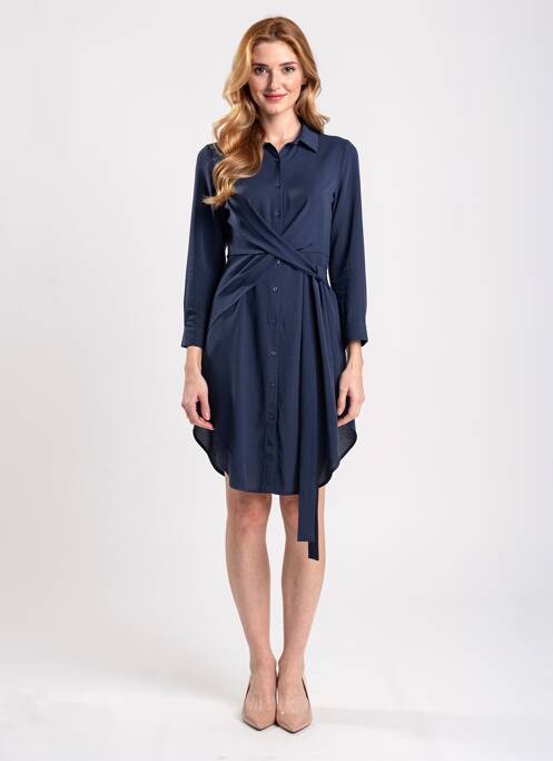 Robe mi-longue manches longues manches longues bleu KILKY femme