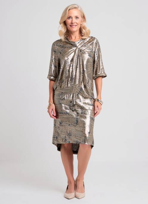 Robe mi-longue imprimé fantaisie manches courtes or ISABEL MARANT femme