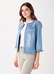 Veste casual col rond bleu TINTA STYLE femme