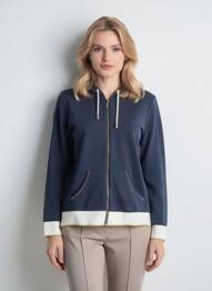 Veste casual col rond bleu KALISSON femme
