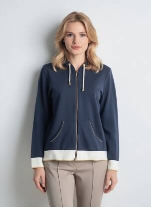 Veste casual col rond bleu KALISSON femme