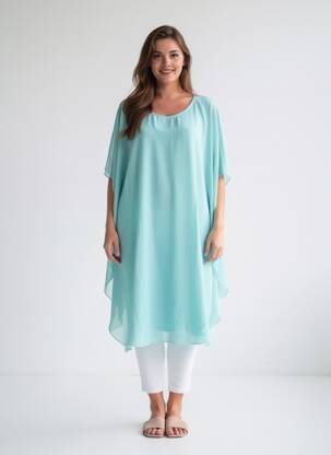 Robe mi-longue coupe fluide manches 3/4 vert GREGORY PAT femme
