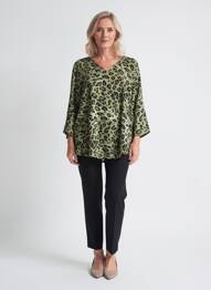 Blouse imprimé fleurs manches 3/4 vert ANGEL CIRCLE femme