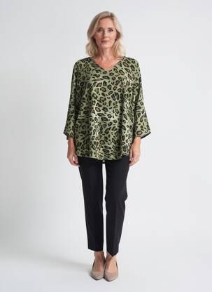 Blouse imprimé fleurs manches 3/4 vert ANGEL CIRCLE femme