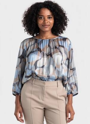 Blouse légère et transparente manches 3/4 bleu BRANDTEX femme