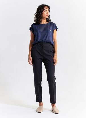 T-shirt coupe droite manches courtes bleu MARBLE femme