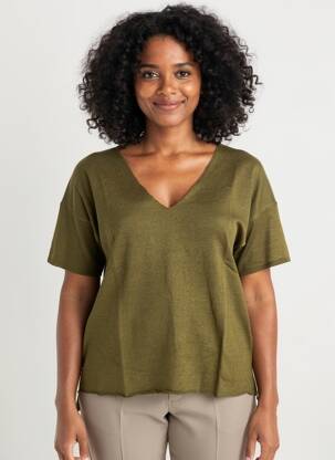 Pull coupe cintrée manches courtes vert A.POIL femme