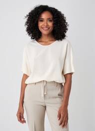 Pull stretch manches courtes beige OUI femme