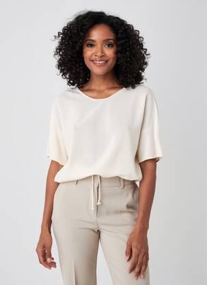 Pull col v manches courtes beige OUI femme