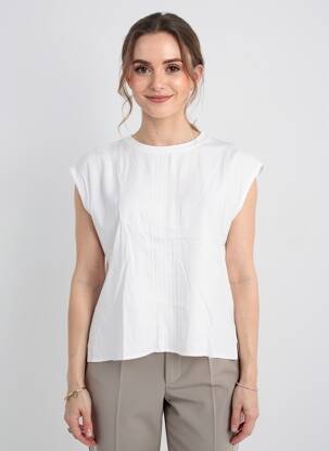 T-shirt coupe droite manches courtes beige BARBARA LEBEK femme