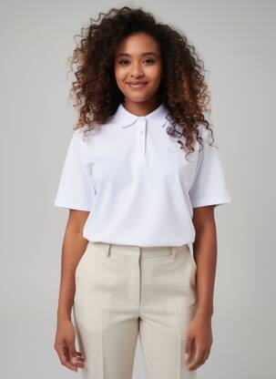 Polo sérigraphie avec strass manches courtes blanc JOY OF LIFE femme