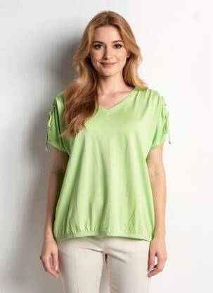 T-shirt col v manches courtes vert JOY OF LIFE femme