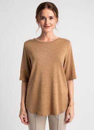 T-shirt manches 3/4 manches 3/4 marron CISO femme