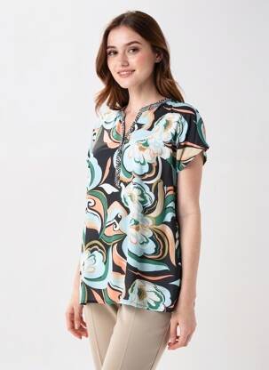 Tunique manches courtes coupe cintrée bleu CISO femme