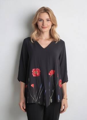 Blouse manches 3/4 manches 3/4 noir ANGEL CIRCLE femme