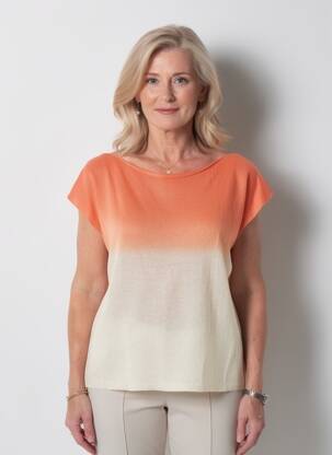 Pull coupe droite manches courtes orange A.POIL femme