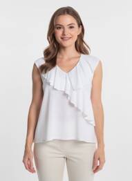 Top tissage jersey sans manche blanc MARBLE femme