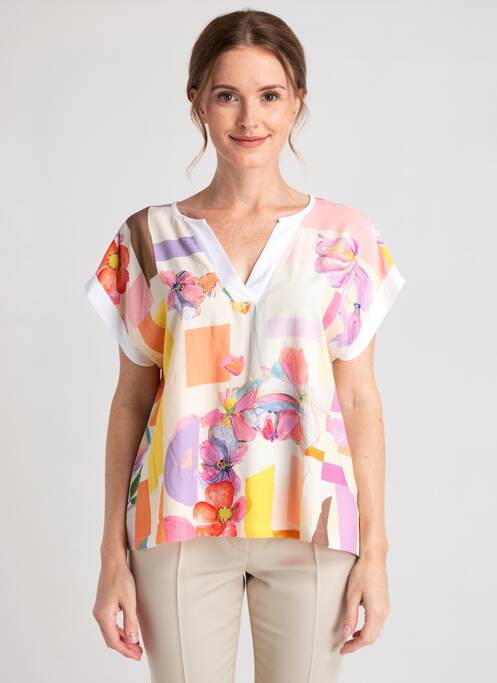 Blouse imprimé fleurs manches courtes jaune MALOKA femme