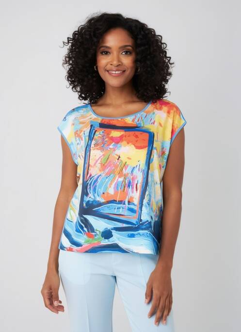 T-shirt imprimé fantaisie manches courtes bleu MALOKA femme