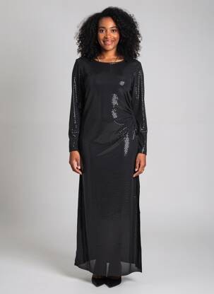 Robe longue manches longues manches longues noir ESPERANCE femme