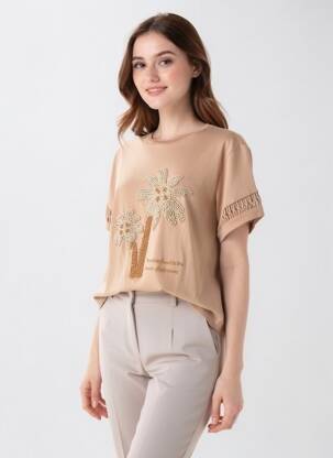 Top manches courtes manches courtes beige TIFFOSI femme