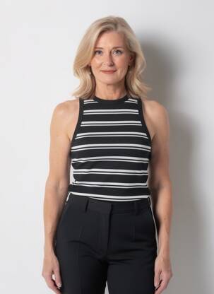 Top imprimé fantaisie sans manche noir TIFFOSI femme