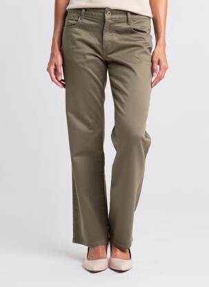 Pantalon droit fermeture zippée sous rabat boutonné vert LE TEMPS DES CERISES femme