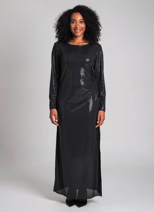 Robe longue manches longues manches longues noir ESPERANCE femme
