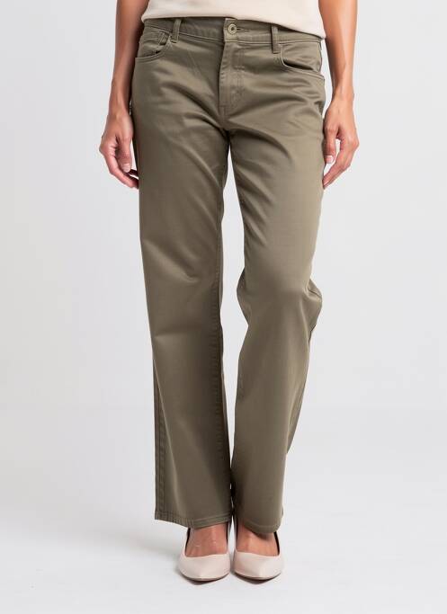 Pantalon droit fermeture zippée sous rabat boutonné vert LE TEMPS DES CERISES femme