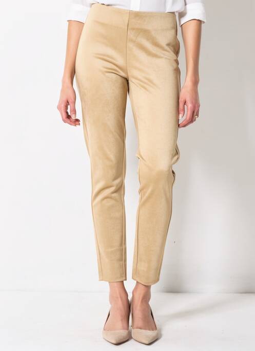 Pantalon slim taille élastique beige SOYACONCEPT femme