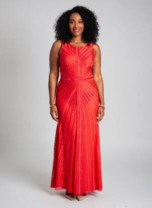 Robe longue sans manche sans manche rouge PROMULIAS femme