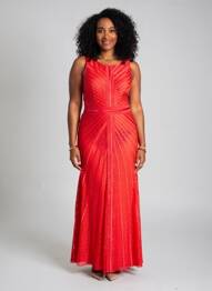 Robe longue sans manche sans manche rouge PROMULIAS femme
