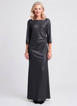 Robe longue manches longues manches longues noir WEILL femme