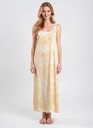 Robe mi-longue col rond fines bretelles beige BLEU BLANC ROUGE femme