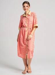 Robe longue manches courtes manches courtes rose FUEGO WOMAN femme